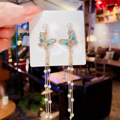 Fairy Butterfly Pearl Tassel Earrings Gift