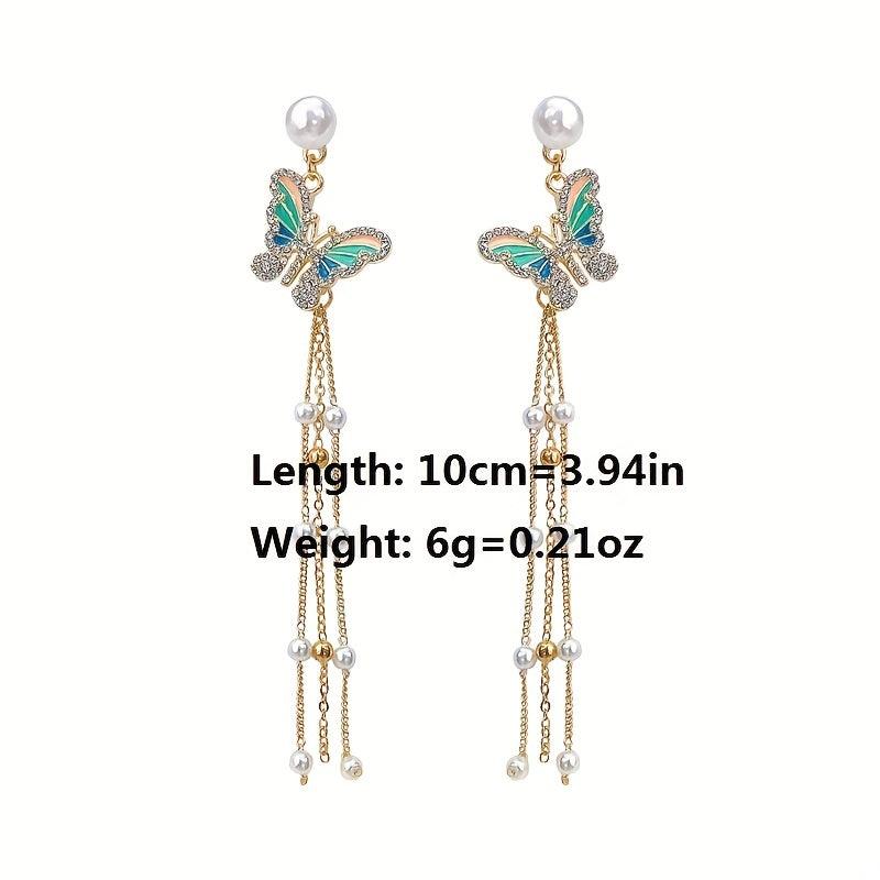 Fairy Butterfly Pearl Tassel Earrings Gift