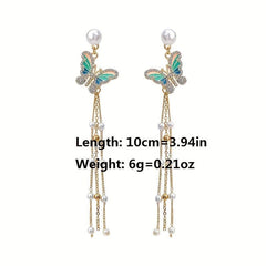 Fairy Butterfly Pearl Tassel Earrings Gift
