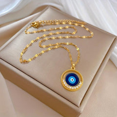Big Round Eyes Light Necklace Girls Titanium Steel Chain