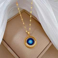 Big Round Eyes Light Necklace Girls Titanium Steel Chain
