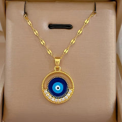 Big Round Eyes Light Necklace Girls Titanium Steel Chain