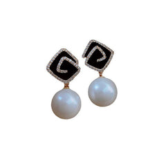 Pearl Rhombus Autumn Earrings Sense Temperament Stud Earrings