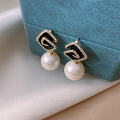 Pearl Rhombus Autumn Earrings Sense Temperament Stud Earrings