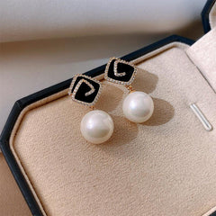 Pearl Rhombus Autumn Earrings Sense Temperament Stud Earrings
