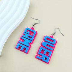 Acrylic Game Over Letter Dangle Earrings Funny Gift For Women Daily Jewelry