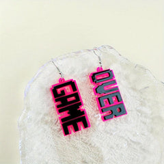 Acrylic Game Over Letter Dangle Earrings Funny Gift For Women Daily Jewelry