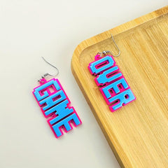 Acrylic Game Over Letter Dangle Earrings Funny Gift For Women Daily Jewelry