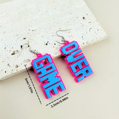 Acrylic Game Over Letter Dangle Earrings Funny Gift For Women Daily Jewelry
