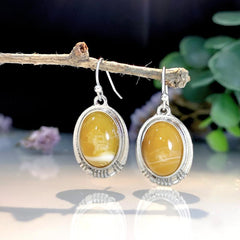 Yellow Turquoise Dangle Earrings Silvery Plated Women's Jewelry