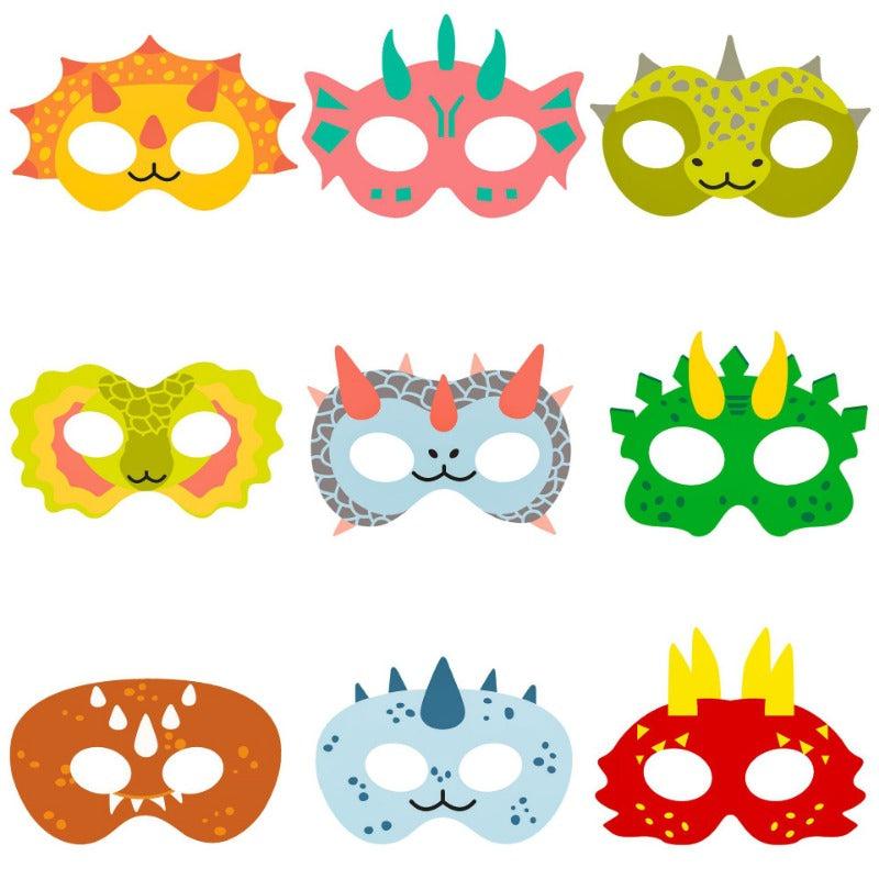 9pcs Dinosaur Masks Party Supplies Elastic Dino Masks for Halloween