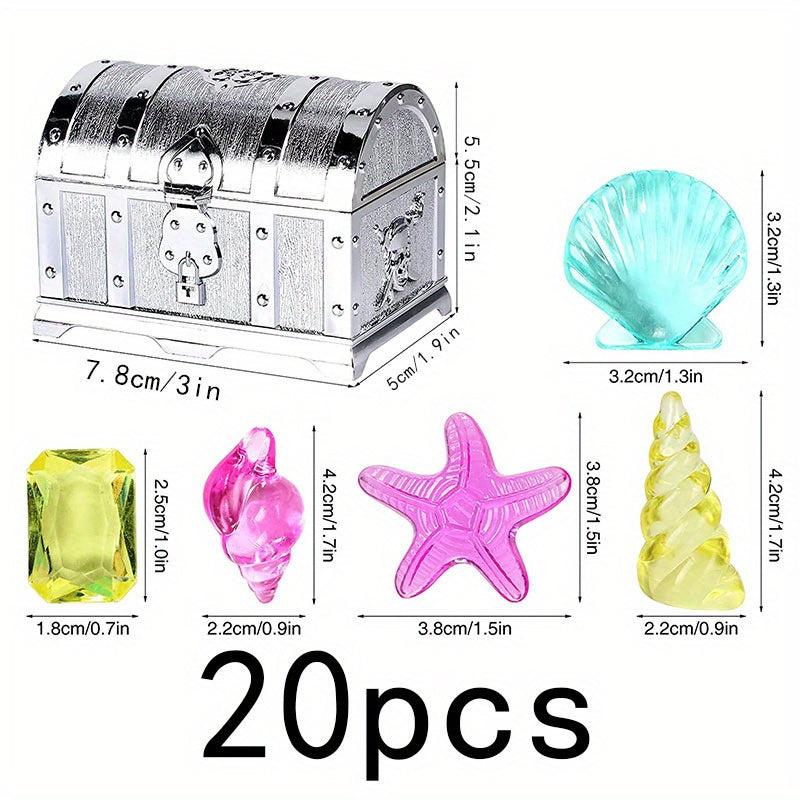 20pcs Diving Gem Pool Toys Sinking Treasures Chest Set Pirate Underwater Games