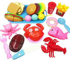 17Pcs Kids Cooking Play Set Mini Hamburger French Fries Lobster Boys Girls Gift
