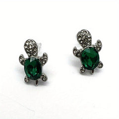 Crystal Turtle Stud Earrings - Animal Jewelry for Women