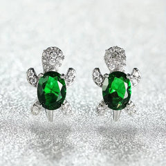 Crystal Turtle Stud Earrings - Animal Jewelry for Women