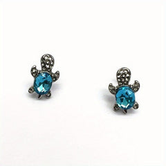Crystal Turtle Stud Earrings - Animal Jewelry for Women