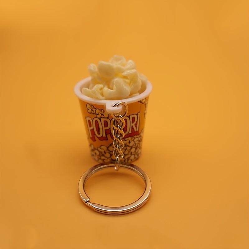 1 Pc Artificial Popcorn Yellow Keychain Pendant Trinkets Small Portable