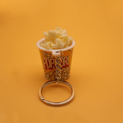 1 Pc Artificial Popcorn Yellow Keychain Pendant Trinkets Small Portable
