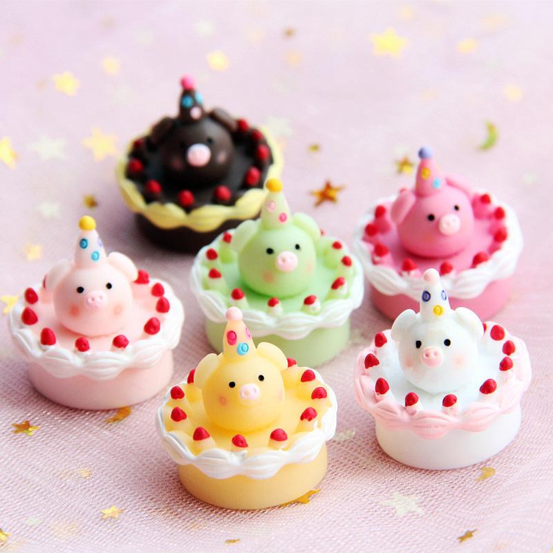 3D Pig Cream Cake Resin Simulation Eating Play Decoration