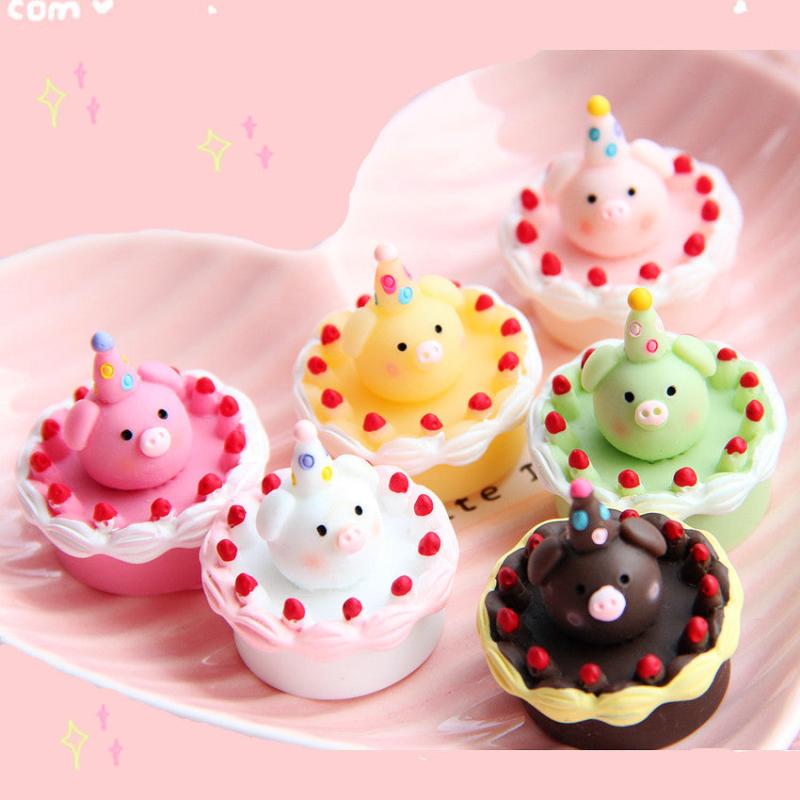 3D Pig Cream Cake Resin Simulation Eating Play Decoration