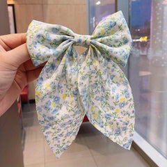 Plaid Floral Print Hair Clips Big Bow Clips For Hair
