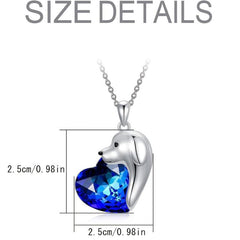 Dog Necklace Heart Crystal Puppy Dog Pendant Necklace
