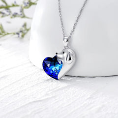 Dog Necklace Heart Crystal Puppy Dog Pendant Necklace
