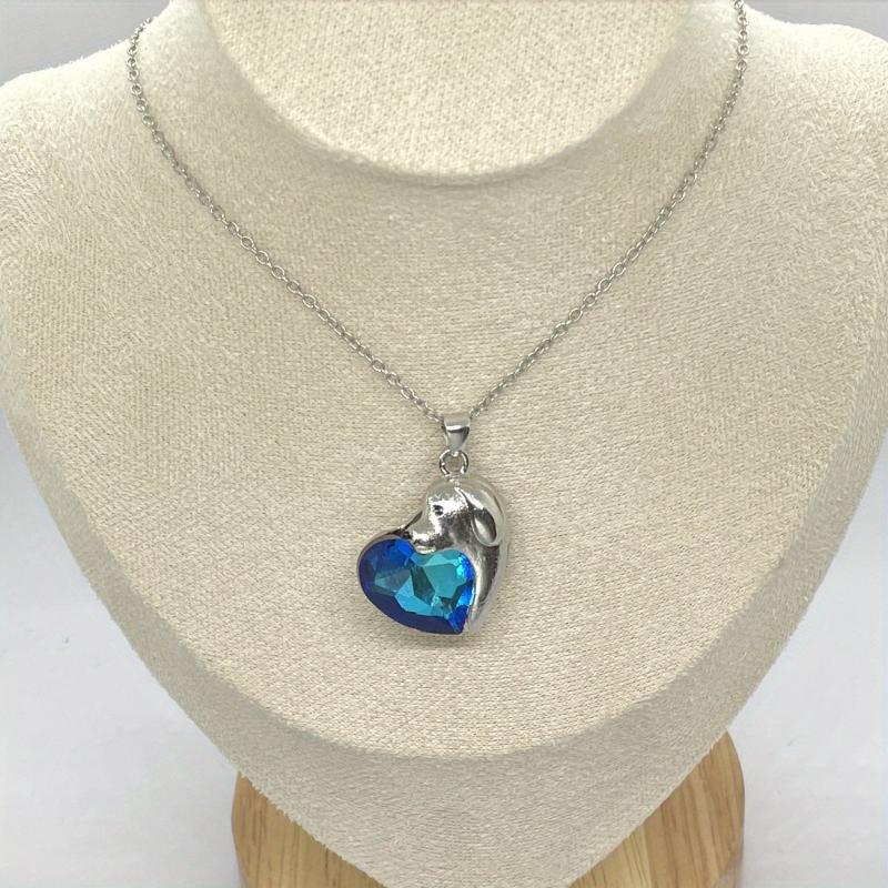 Dog Necklace Heart Crystal Puppy Dog Pendant Necklace