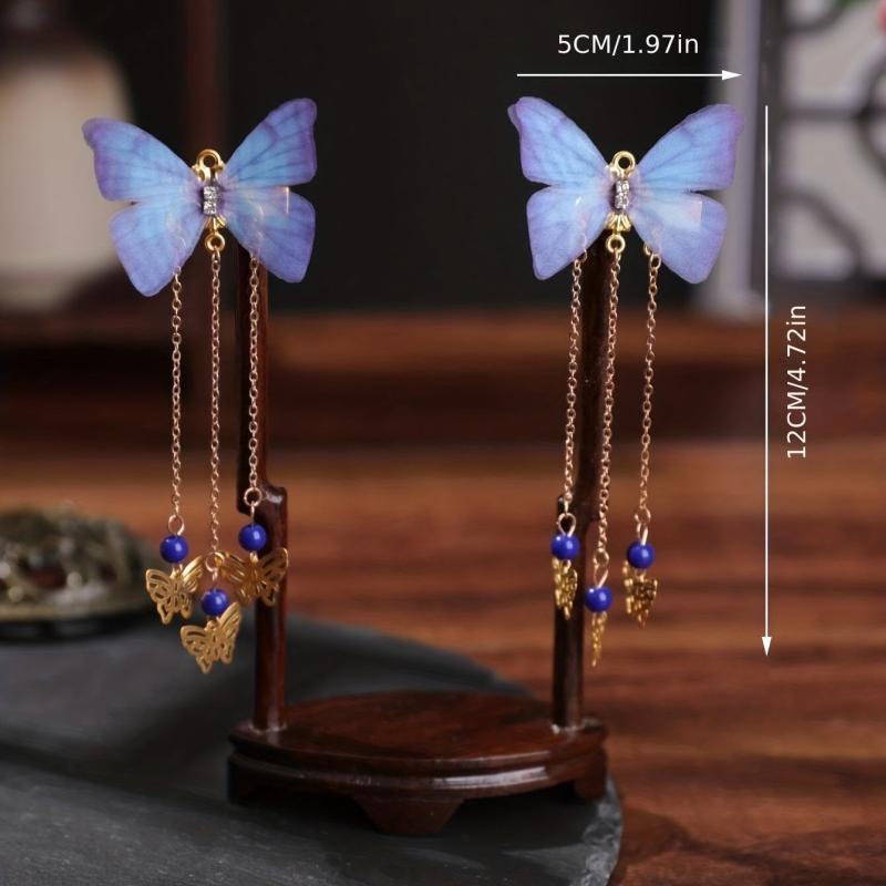 2pcs Tassel Butterfly Duckbill Clip Hairpin Hair Accessories Classical Headwear