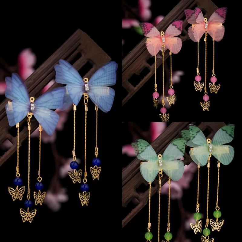 2pcs Tassel Butterfly Duckbill Clip Hairpin Hair Accessories Classical Headwear