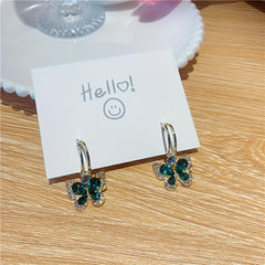 French Retro Green Butterfly Earrings Female Light Sense Earrings Niche