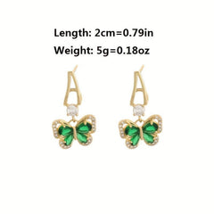 French Retro Green Butterfly Earrings Female Light Sense Earrings Niche