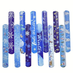 12pcs Snowflake Slap Bracelets Winter Theme Children's Party Favors