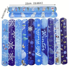 12pcs Snowflake Slap Bracelets Winter Theme Children's Party Favors