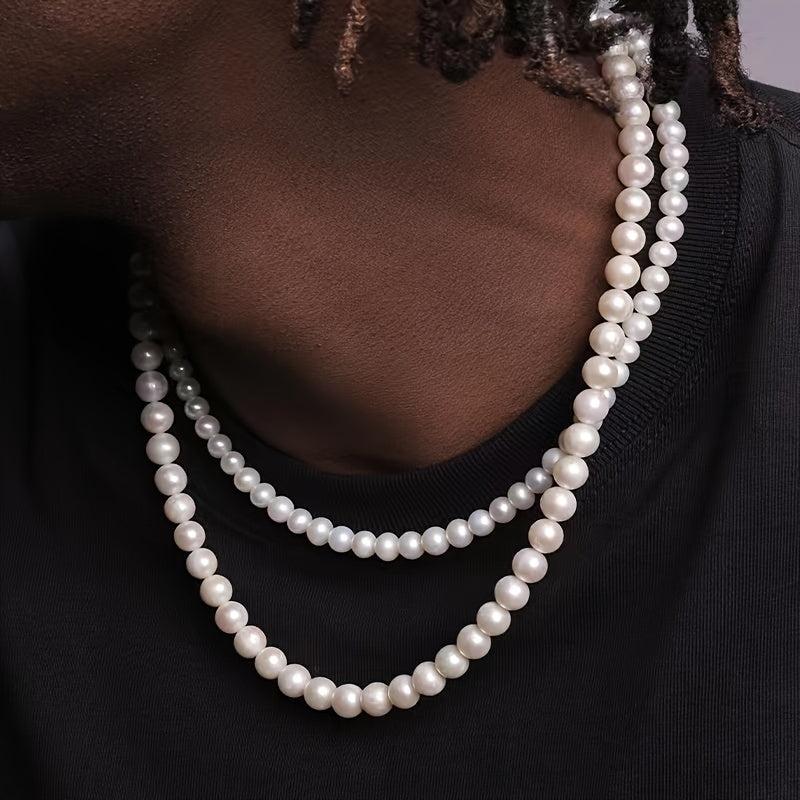 Men's Pearl Bead Necklace for Wedding Banquet
