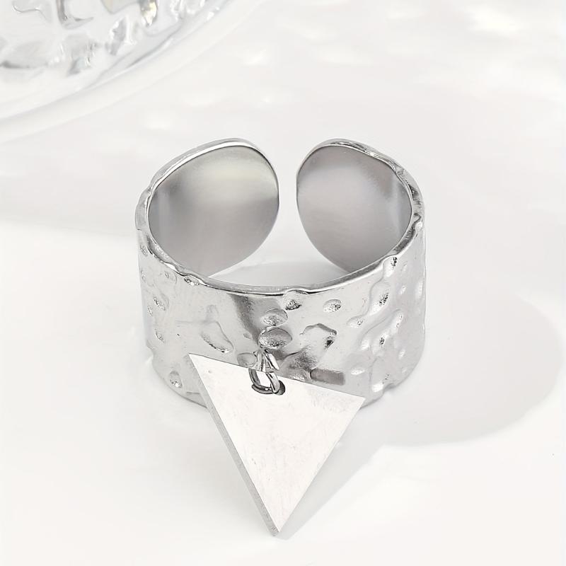 Steel Triangle Sequin Pendant Stainless Steel Ring For Women