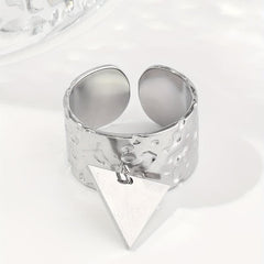 Steel Triangle Sequin Pendant Stainless Steel Ring For Women