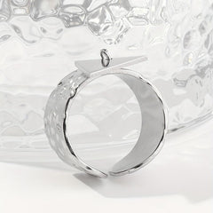 Steel Triangle Sequin Pendant Stainless Steel Ring For Women