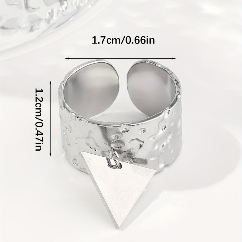 Steel Triangle Sequin Pendant Stainless Steel Ring For Women