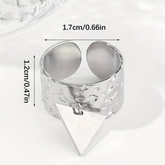 Steel Triangle Sequin Pendant Stainless Steel Ring For Women