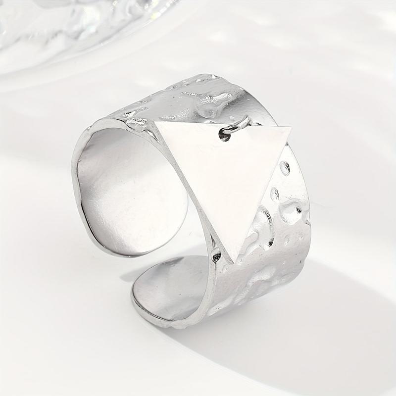 Steel Triangle Sequin Pendant Stainless Steel Ring For Women