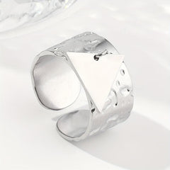 Steel Triangle Sequin Pendant Stainless Steel Ring For Women