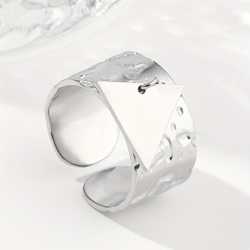 Steel Triangle Sequin Pendant Stainless Steel Ring For Women