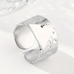 Steel Triangle Sequin Pendant Stainless Steel Ring For Women