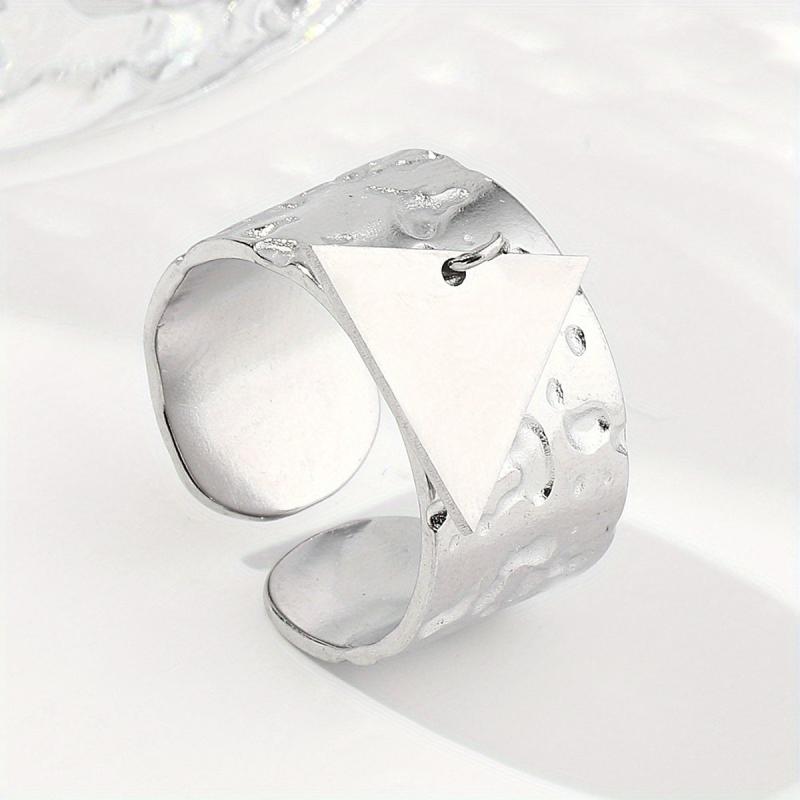 Steel Triangle Sequin Pendant Stainless Steel Ring For Women