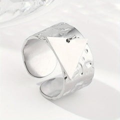 Steel Triangle Sequin Pendant Stainless Steel Ring For Women