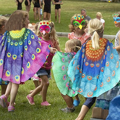 Kids Peacock Wings Costume Mask Set for Dress Up Parties