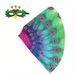 Kids Peacock Wings Costume Mask Set for Dress Up Parties