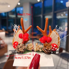 Christmas Hair Clips Children's Headwear Baby Butterfly Knot Deer Horn Hair Acce