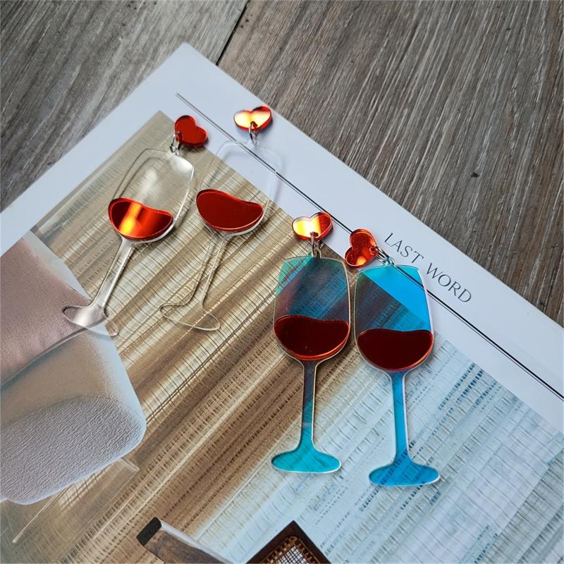 Discoloration Acrylic Red Wine Cup Earrings
